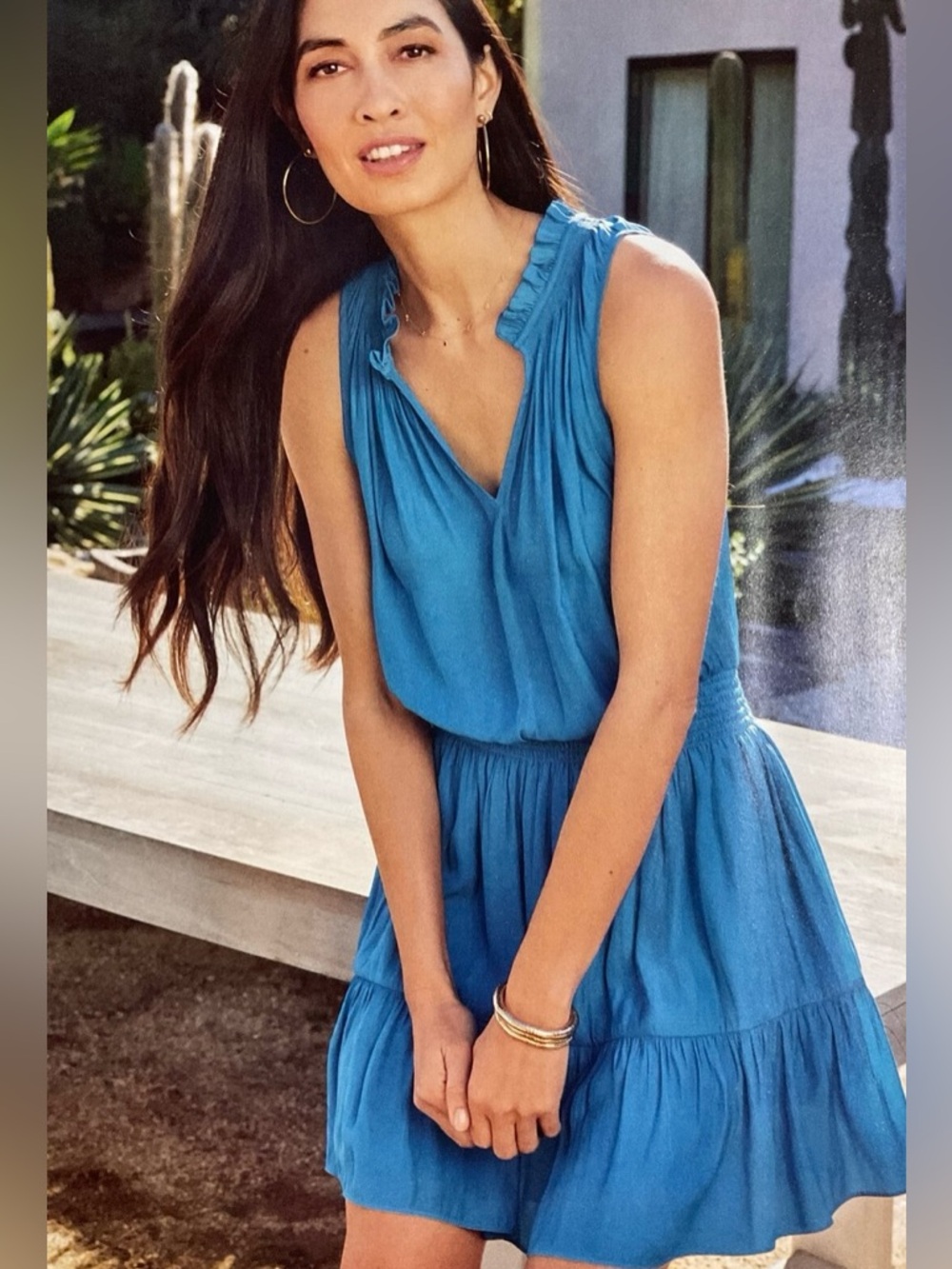 NWT Evereve Maia Pacific Blue Ruffle Dress